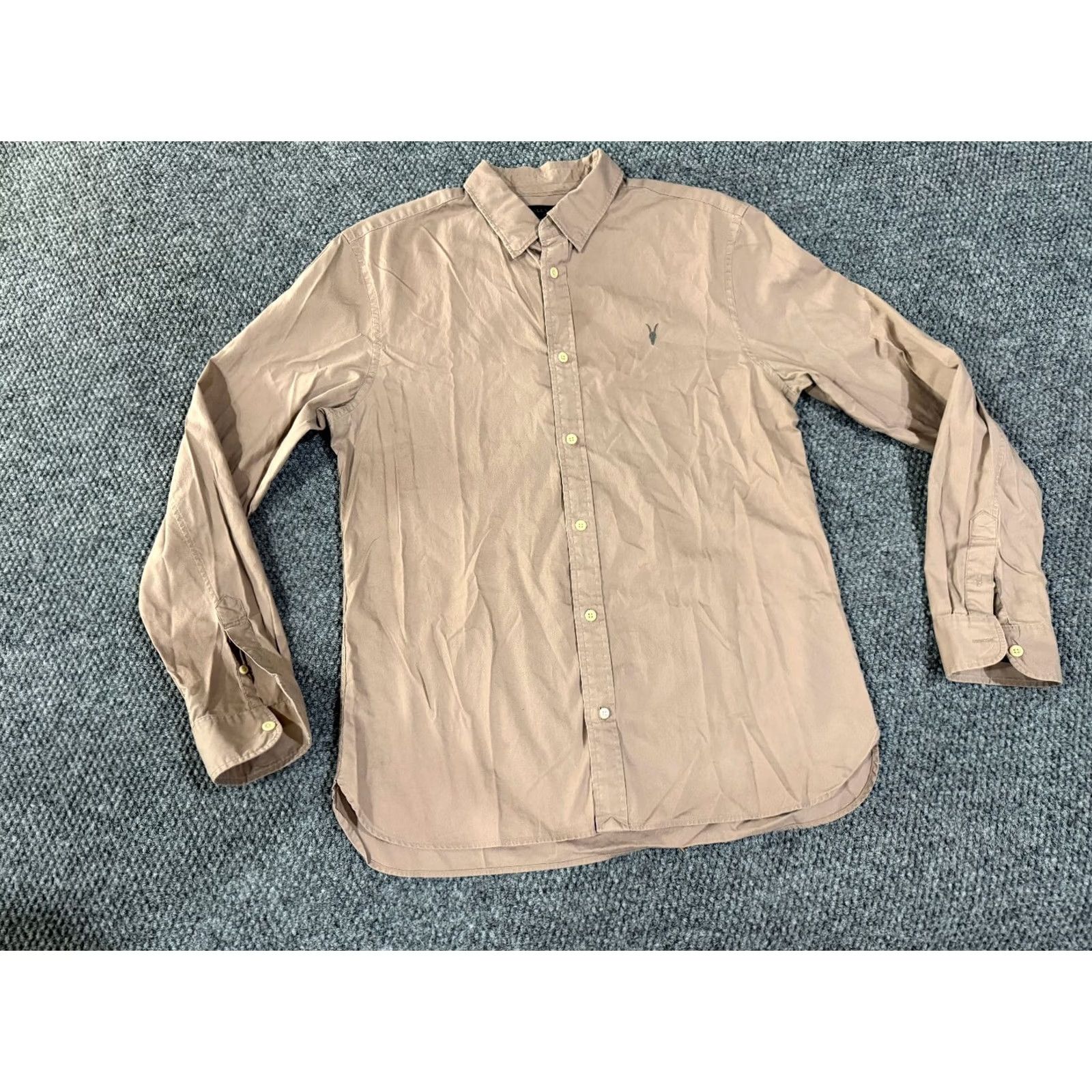 Allsaints AllSaints Button-Up Shirt Mens M Beige Long Sleeve Slim Fit Casual Size US M / EU 48-50 / 2 - 2 Thumbnail