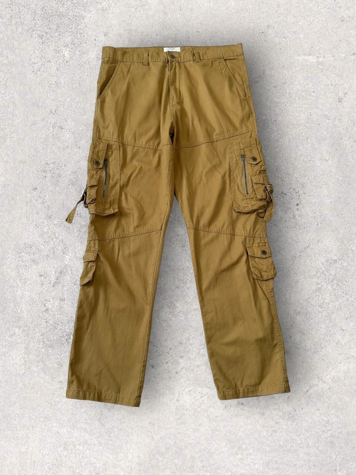 Pre-owned Avant Garde Vintage Y2k  Cargo Pants Trousers In Camel