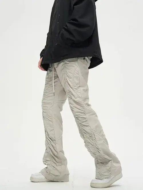 Luxire Beige Stack Plated Wide Flared Sweatpants Size US 32 / EU 48 - 3 Thumbnail