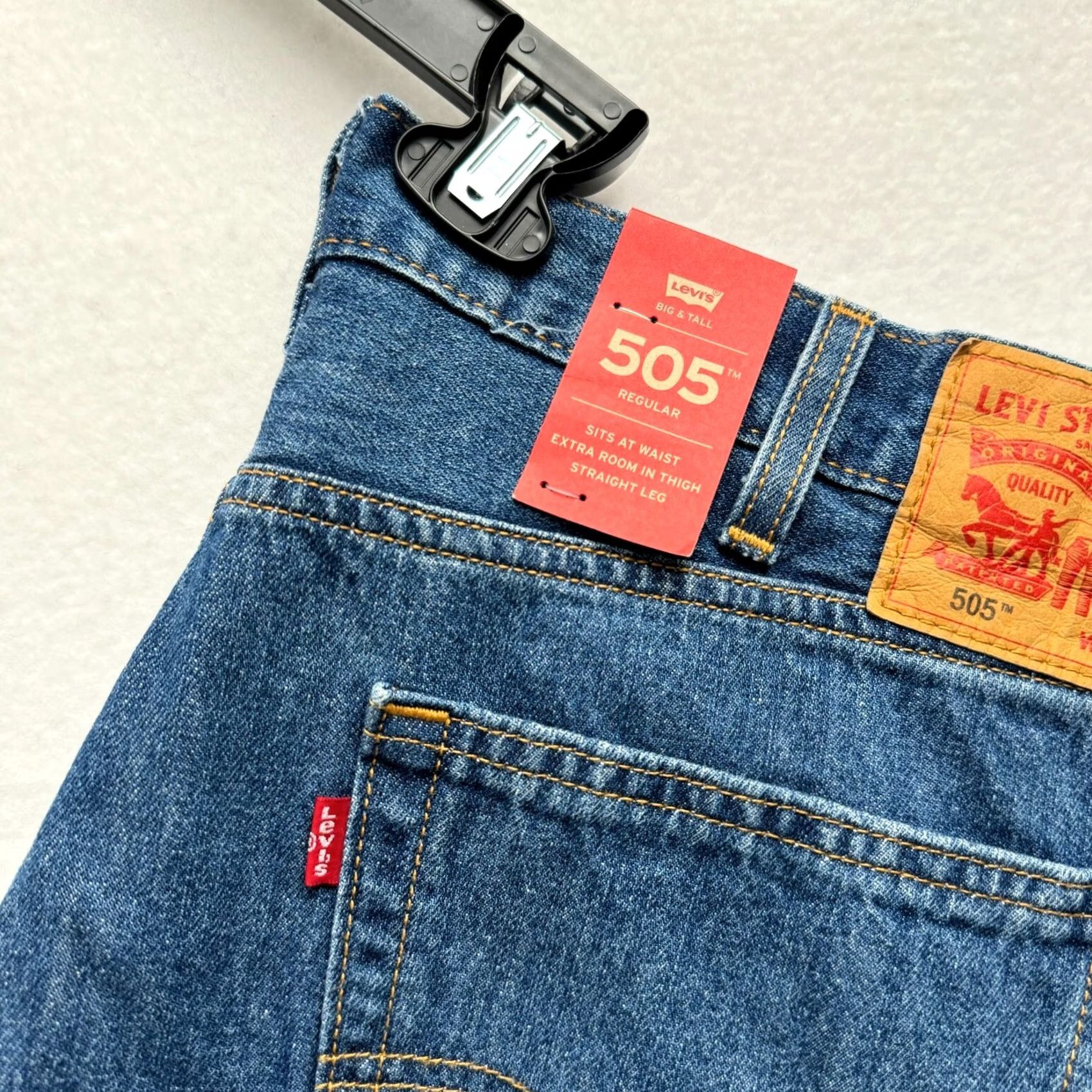 Levi's Levi's 505 Jeans Regular Straight 40x32 Stretch Medium Blue Denim Men Big & Tall Inseam 32 NWT Size US 40 / EU 56 - 2 Thumbnail