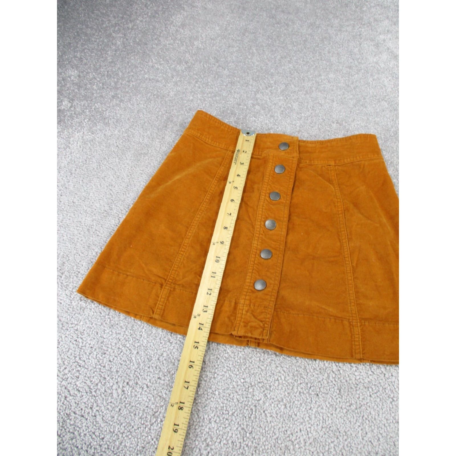 Madewell Madewell Skirt Womens 00 A-Line Short Velveteen Yellow Button Front Size 24" / US 00 / IT 34 - 3 Thumbnail