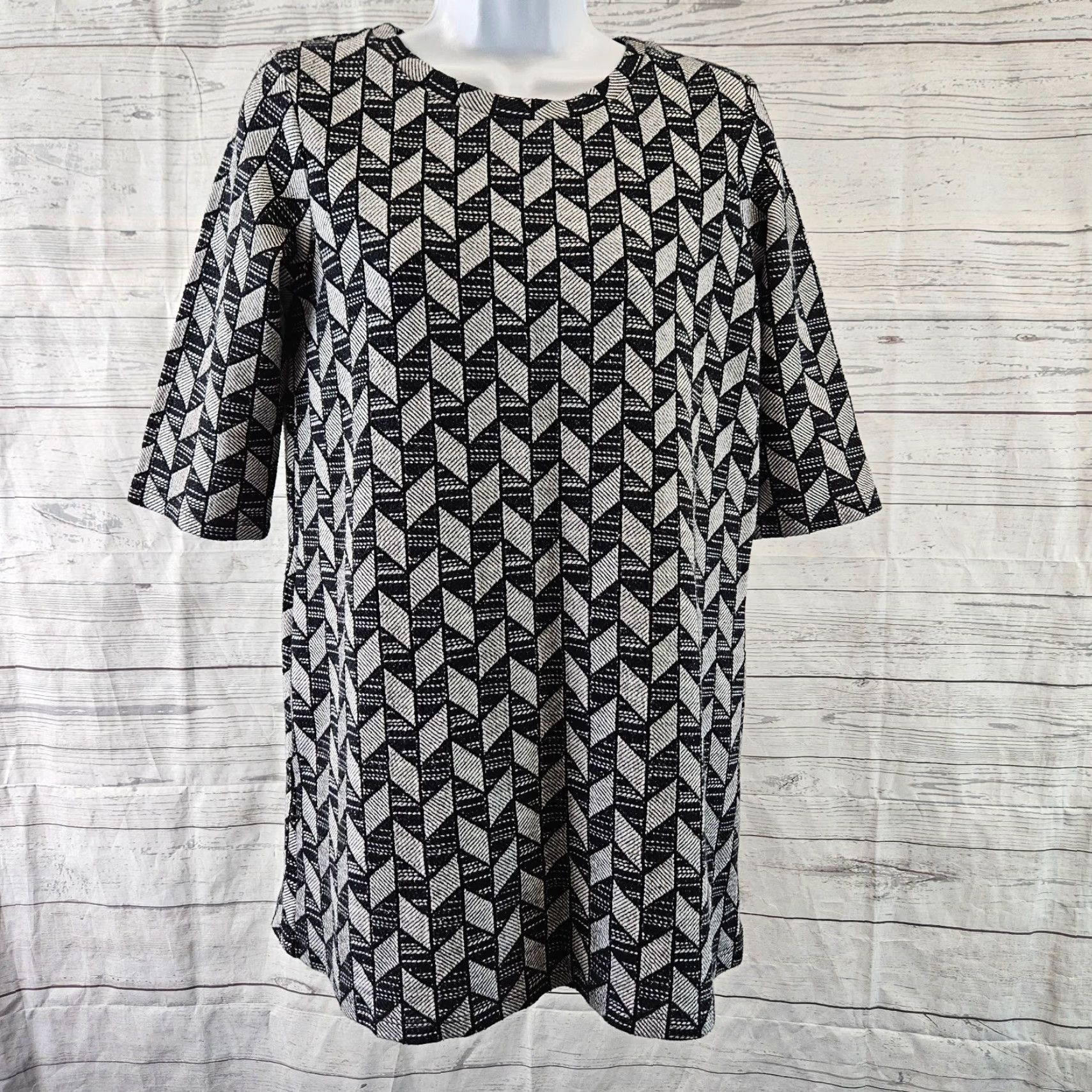 Zara Zara Trafaluc Womens Top Sz L Black Gray Cotton Blend Short Sleeve Round Neck Pullover Blouse Size L / US 10 / IT 46 - 2 Thumbnail