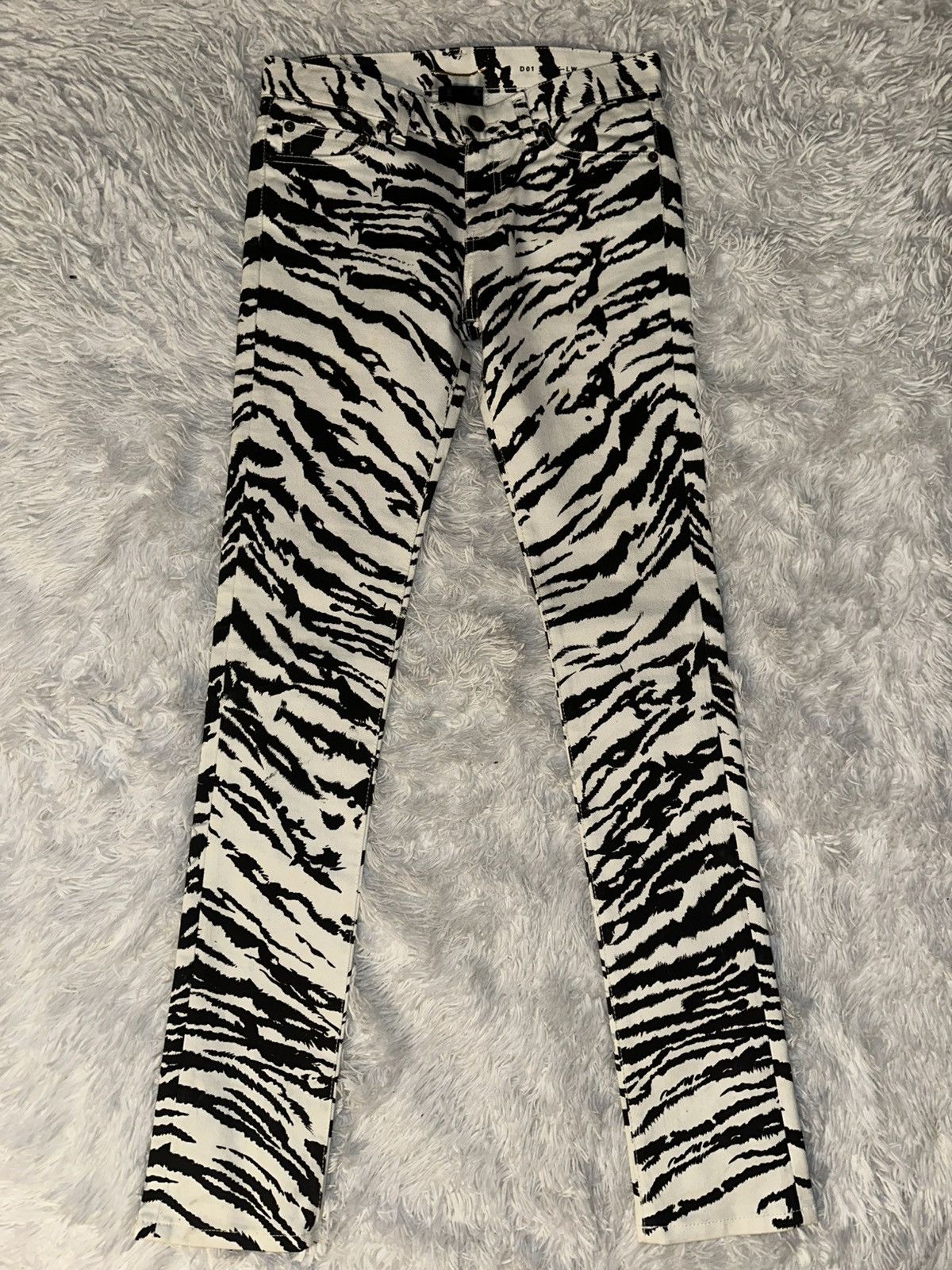 saint laurent paris hedi slimane era ss14 zebra/tiger jeans
