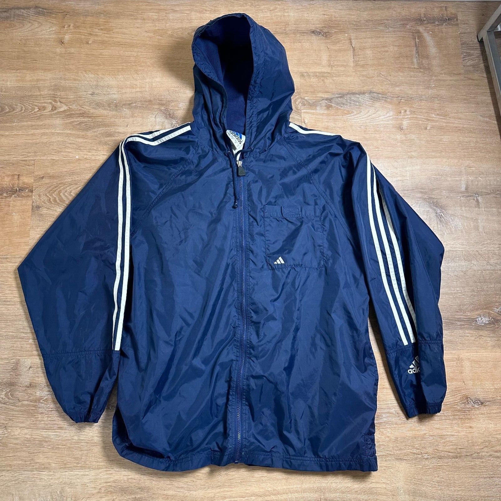 Adidas Vintage 90s Y2k Adidas Windbreaker Mens Medium Navy Blue Size US M / EU 48-50 / 2 - 1 Thumbnail