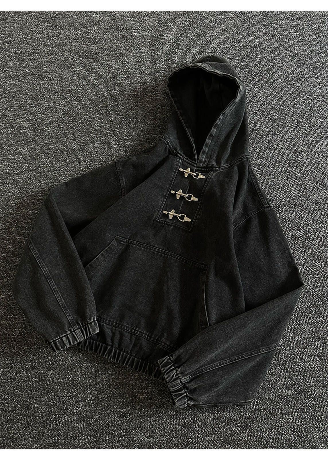 Other Black Washed Denim-Weight Fireman Clasp Hoodie Shinzo Style Size US M / EU 48-50 / 2 - 8 Thumbnail