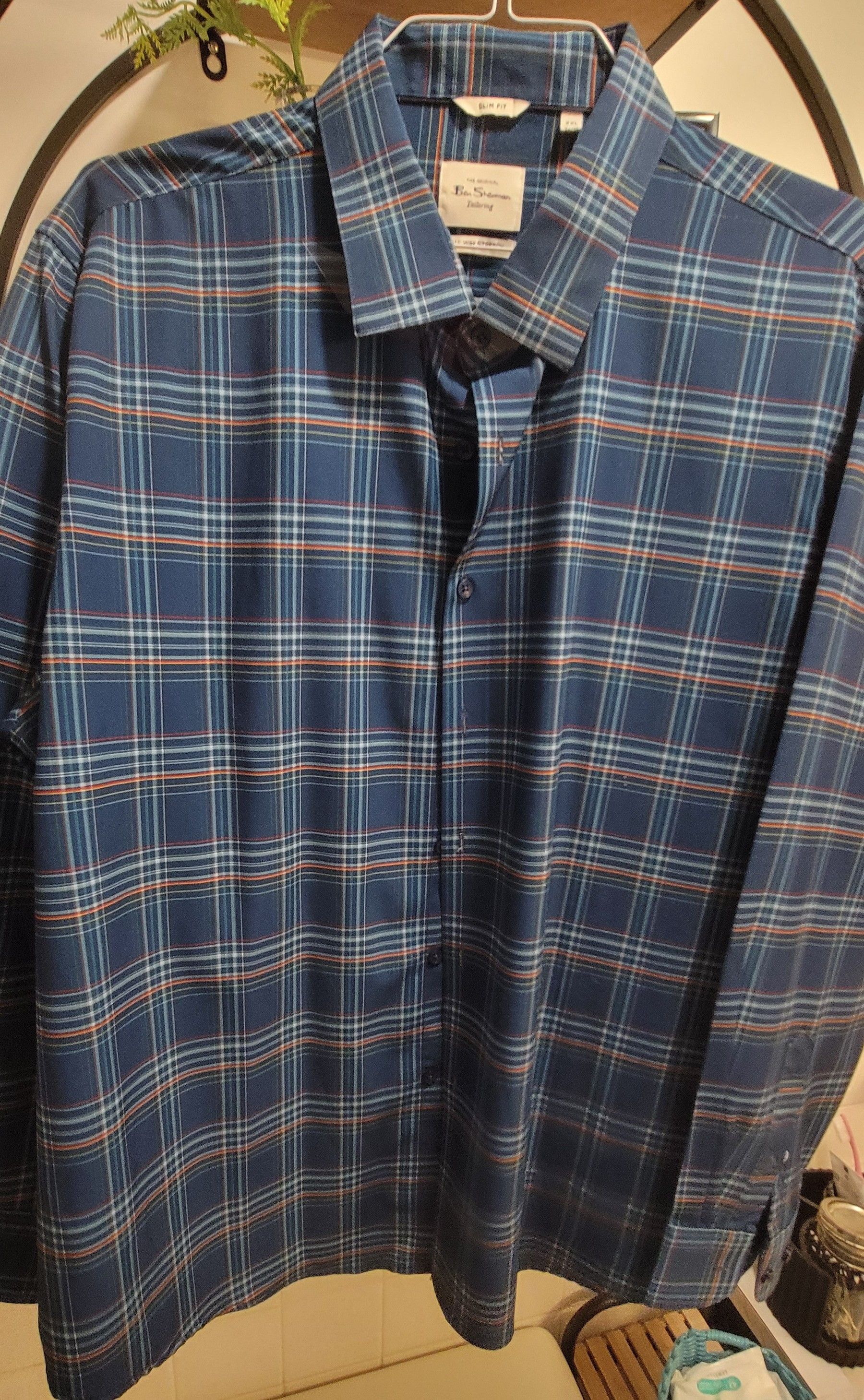 Ben Sherman Ben Sherman Blue & Orange Tartan Plaid Dress Shirt Size US XXL / EU 58 / 5 - 1 Preview