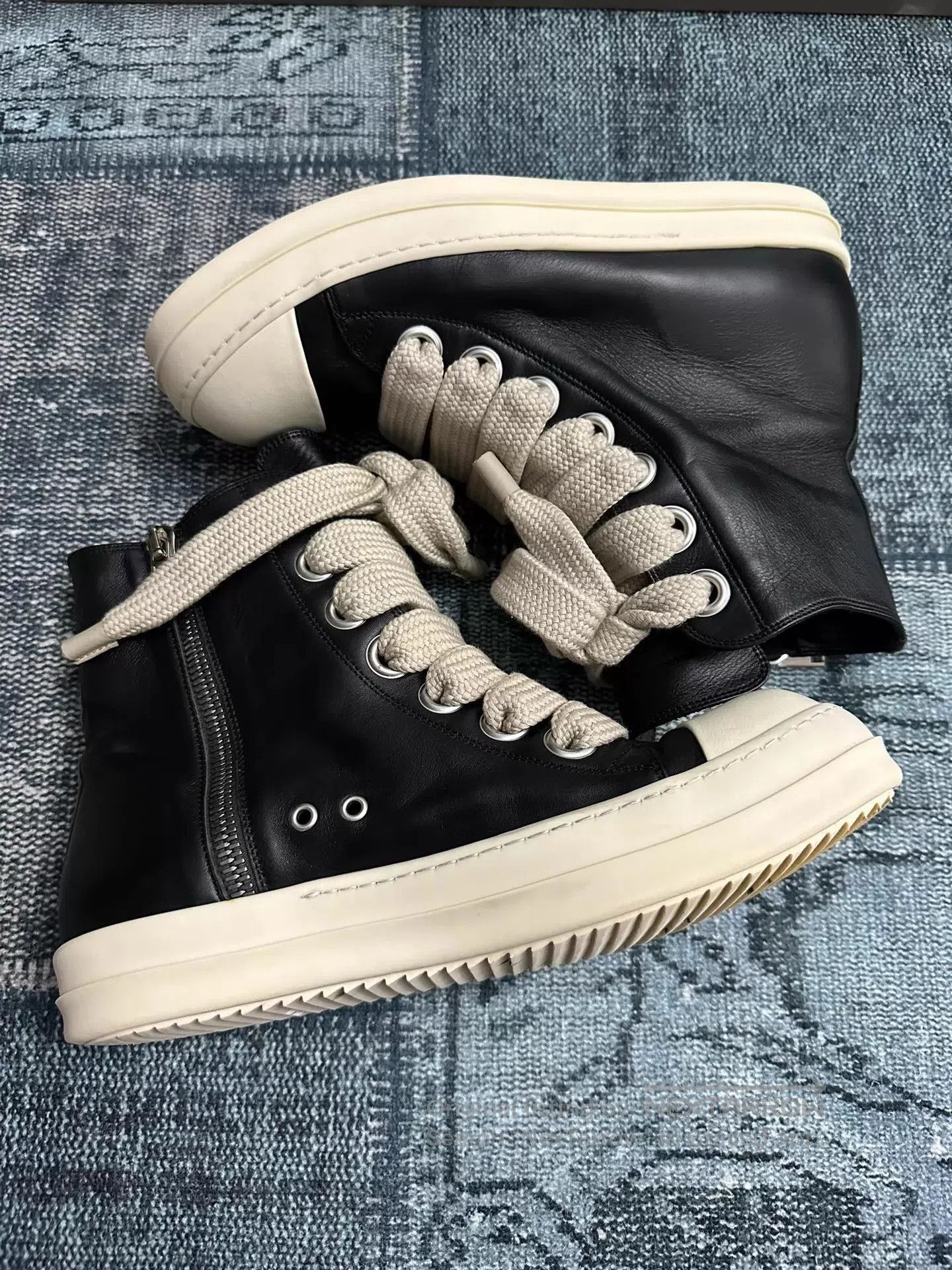 Rick Owens Black High-Top Leather Sneakers Size 11. Size US 11 / EU 44 - 1 Thumbnail