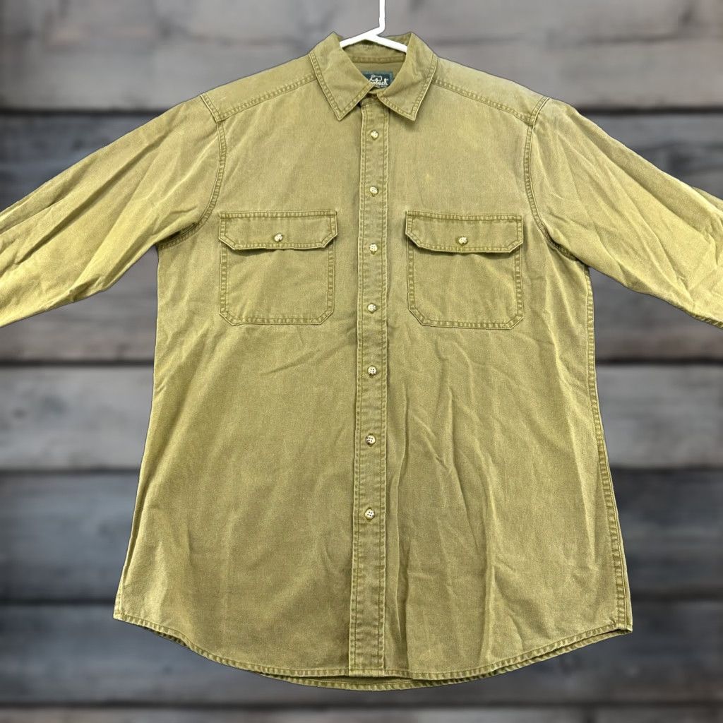Vintage VINTAGE Woolrich Shirt Men M Green Button-Up Long Sleeve Canvas Cotton Solid 90s Size US M / EU 48-50 / 2 - 1 Thumbnail