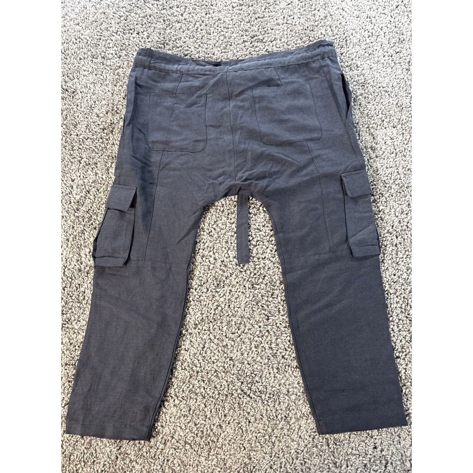 Ulla Johnson Ulla Johnson Drop Crotch Pants Sz 0 Gray Harem Paper Bag Drawstring Crop Linen Size 25" / US 0 / IT 36 - 8 Thumbnail