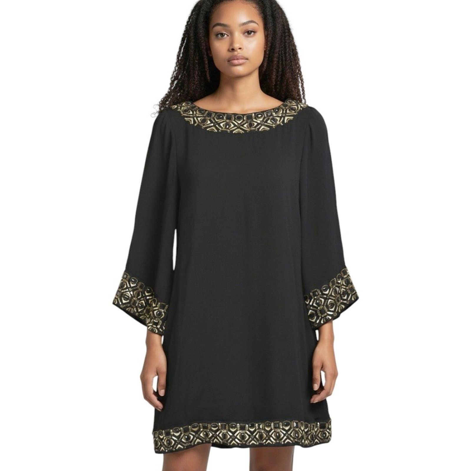 Alice + Olivia LICE + OLIVIA Black Silk Beaded Mini Dress Size XS Size XS / US 0-2 / IT 36-38 - 1 Thumbnail