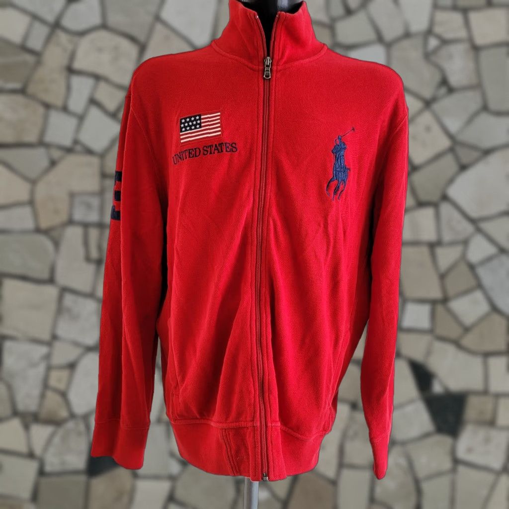 Polo Ralph Lauren VINTAGE Polo Ralph Lauren United States Track Polo XL Men's Red Track State Size US XL / EU 56 / 4 - 1 Thumbnail