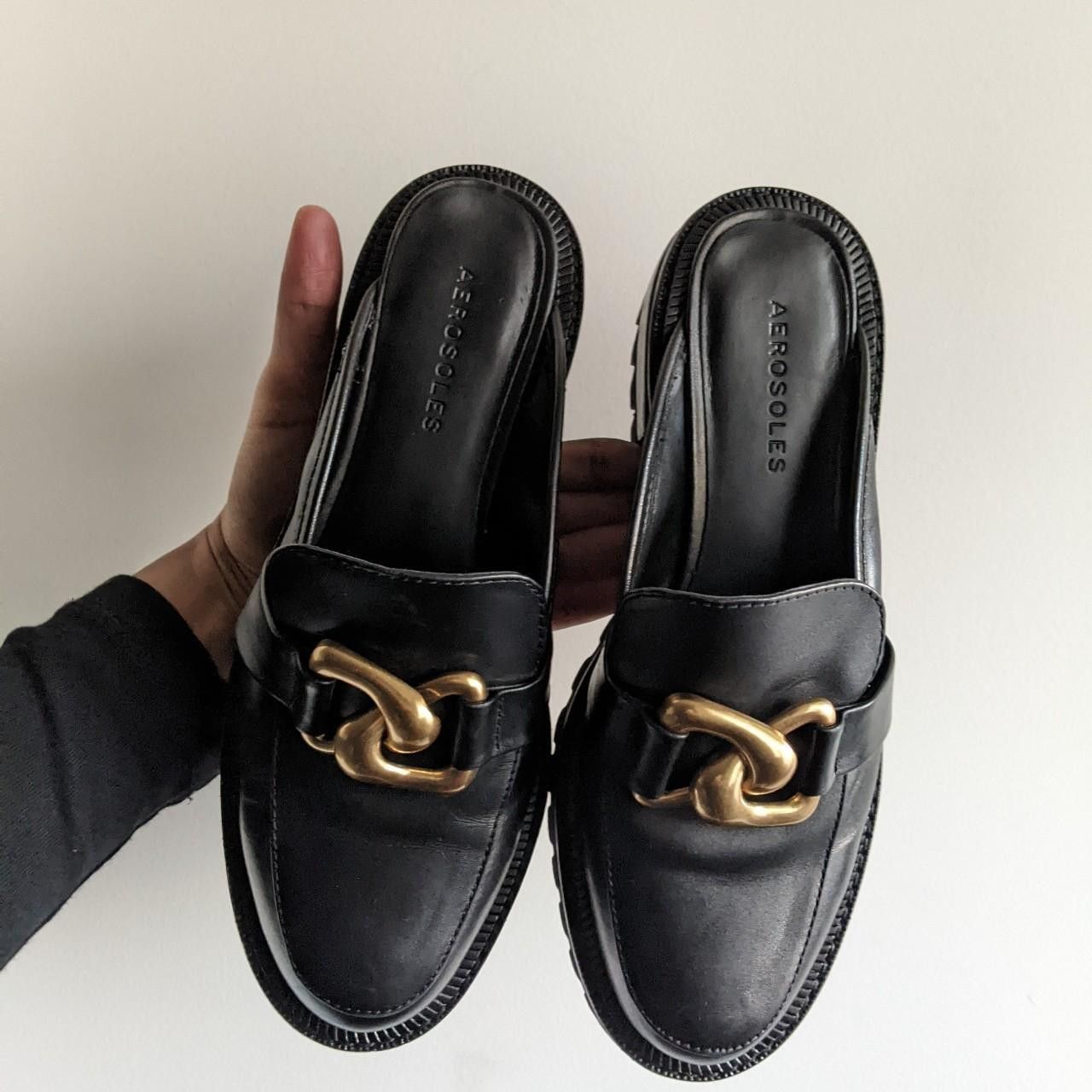 Other Aerosoles Black Leather Chunky Loafer Mules Size US 6 / IT 36 - 3 Thumbnail