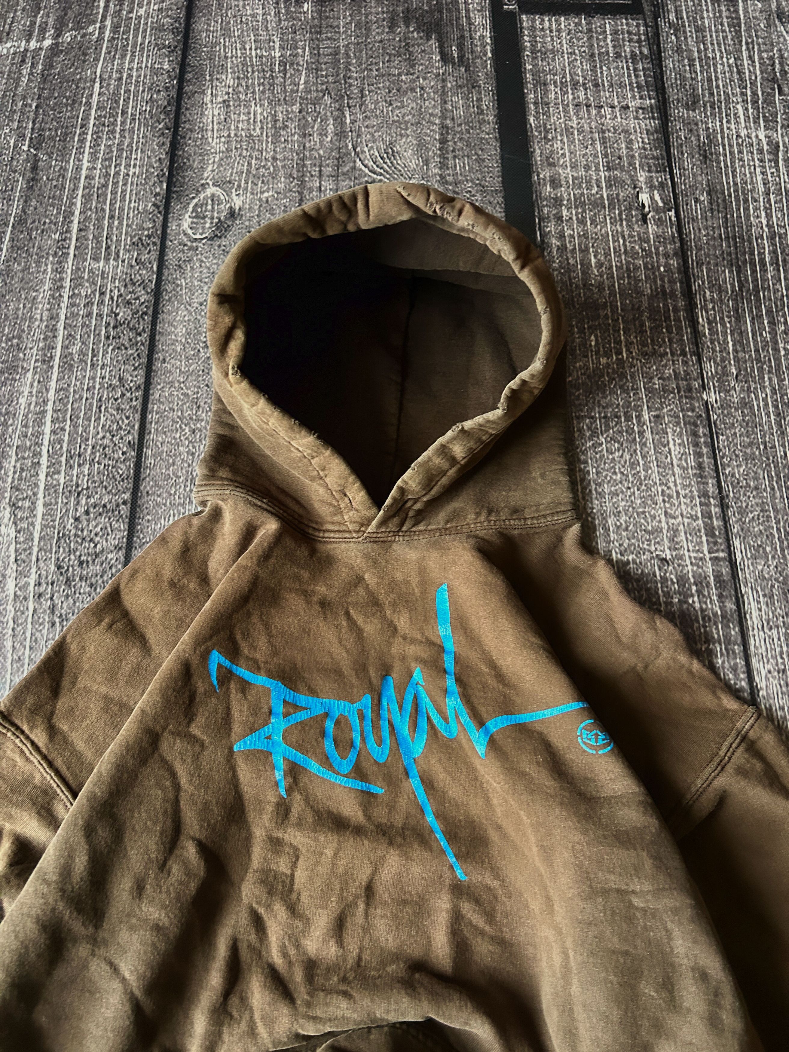 Other Rough Brown Hoodie Blue Script Logo Pullover Streetwear Size US M / EU 48-50 / 2 - 3 Thumbnail