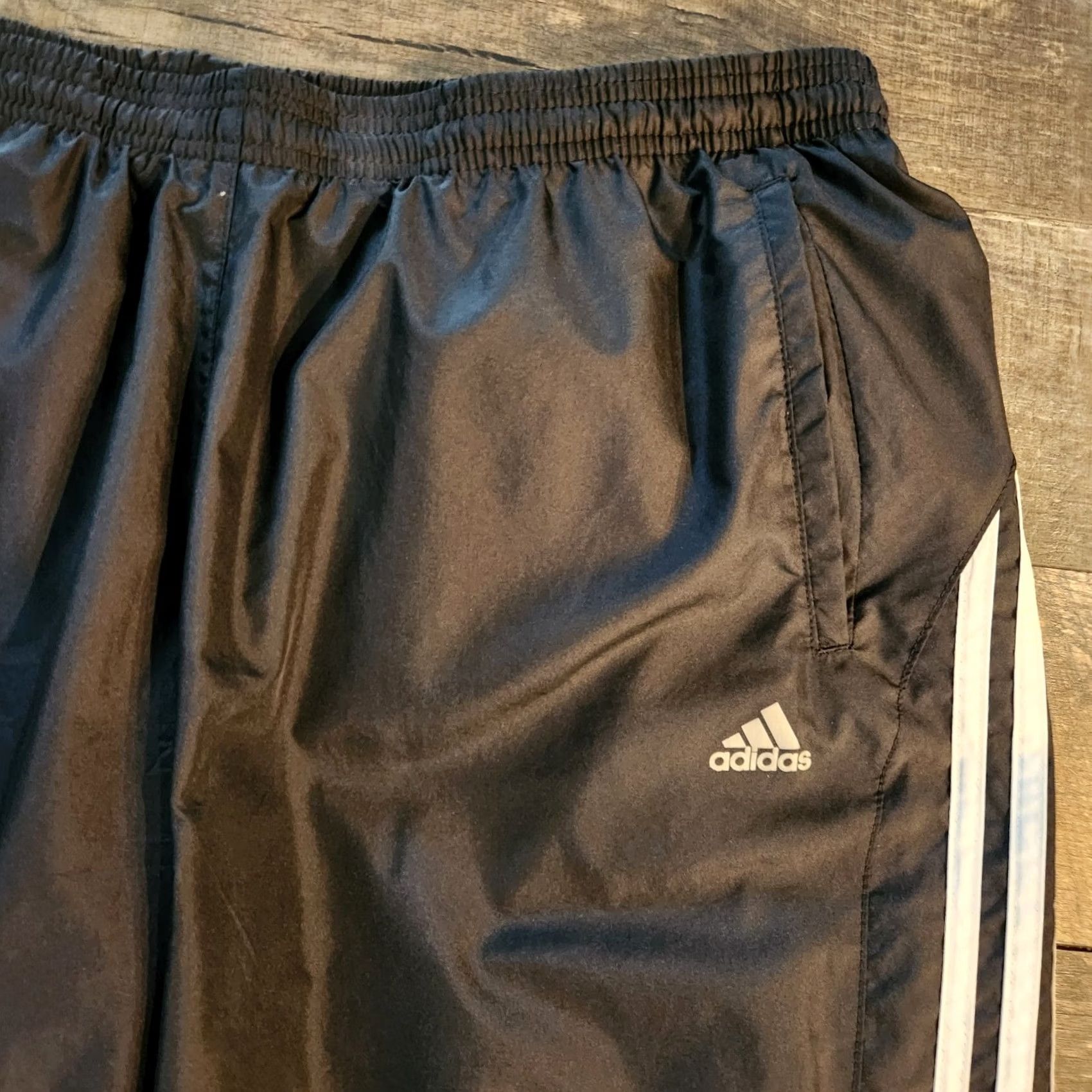 Adidas Adidas 3 Stripe Track Pants Wide Leg Mens XL Windbreaker Black Zip Ankle Pants Mens XL Black Wide Leg Athletic Sportswear Size US 36 / EU 52 - 3 Thumbnail