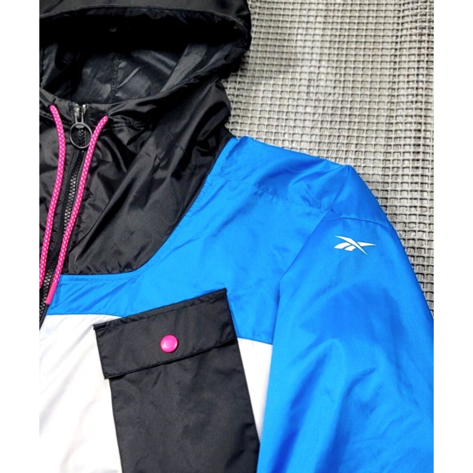 Reebok Reebok Womens Windbreaker Jacket Sz M Blue White Colorblock Jacket Size M / US 6-8 / IT 42-44 - 4 Thumbnail