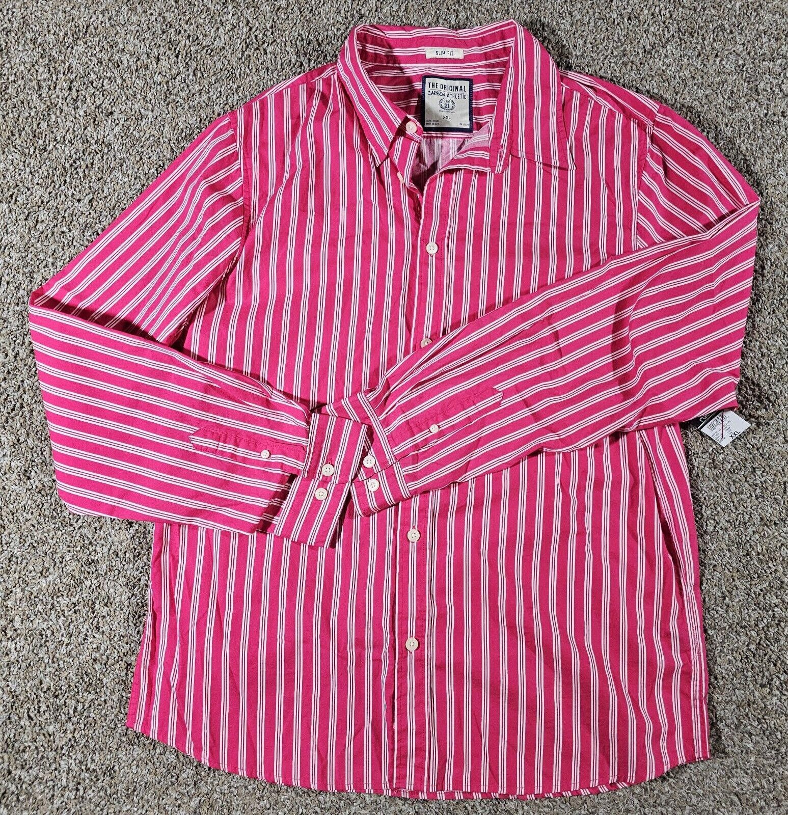 Designer Carbon Athletic Rue 21 Button Shirt Men's XXL Pink & White Size US XXL / EU 58 / 5 - 1 Thumbnail