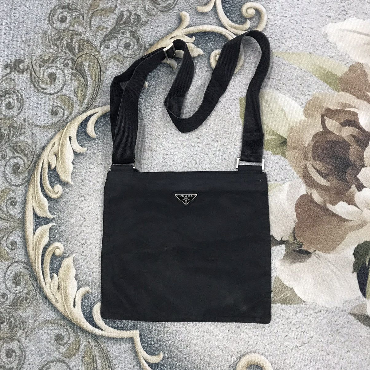 Binding Offer Vintage Prada Nylon Crossbody Sling Bag in Black, Men's