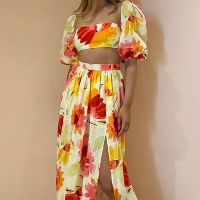 REVOLVE NWT RUMER Camille Sunshine Crop Top Watercolor Floral XXS Size XXS / US 00 / IT 34 - 1 Thumbnail