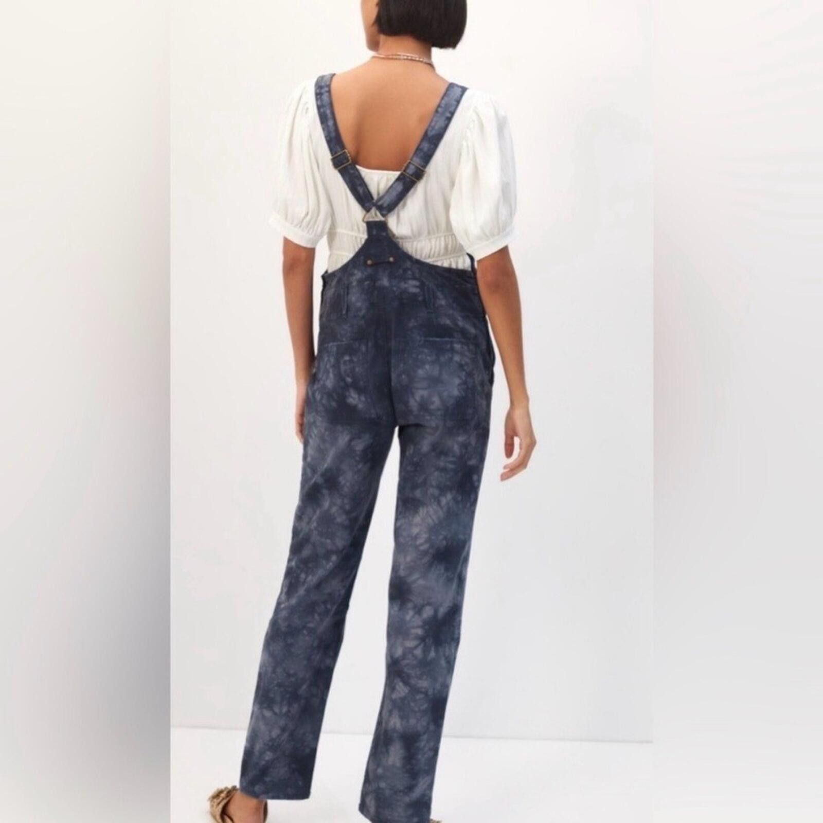 Anthropologie Anthro NWT The Wanderer Tie Dye Denim Overalls Size 27 Size 27" / US 4 / IT 40 - 2 Thumbnail