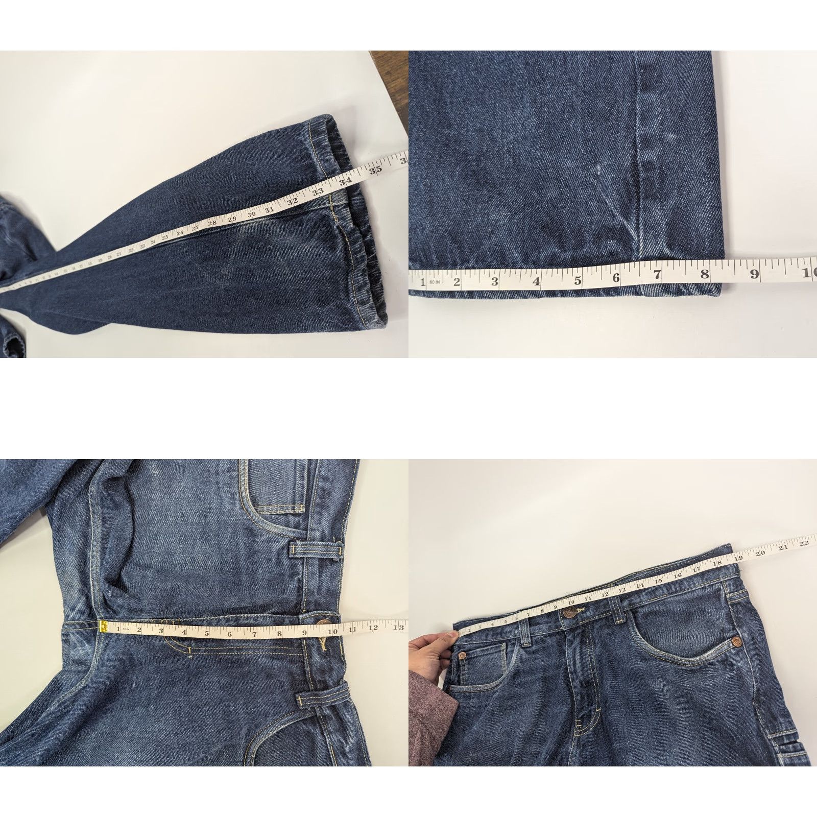 Denime Western Welder Men's Jeans Denim Straight Dark Wash 38x34 Regular Size 36x36 Inseam 34 Color Blue Size US 38 / EU 54 - 8 Thumbnail