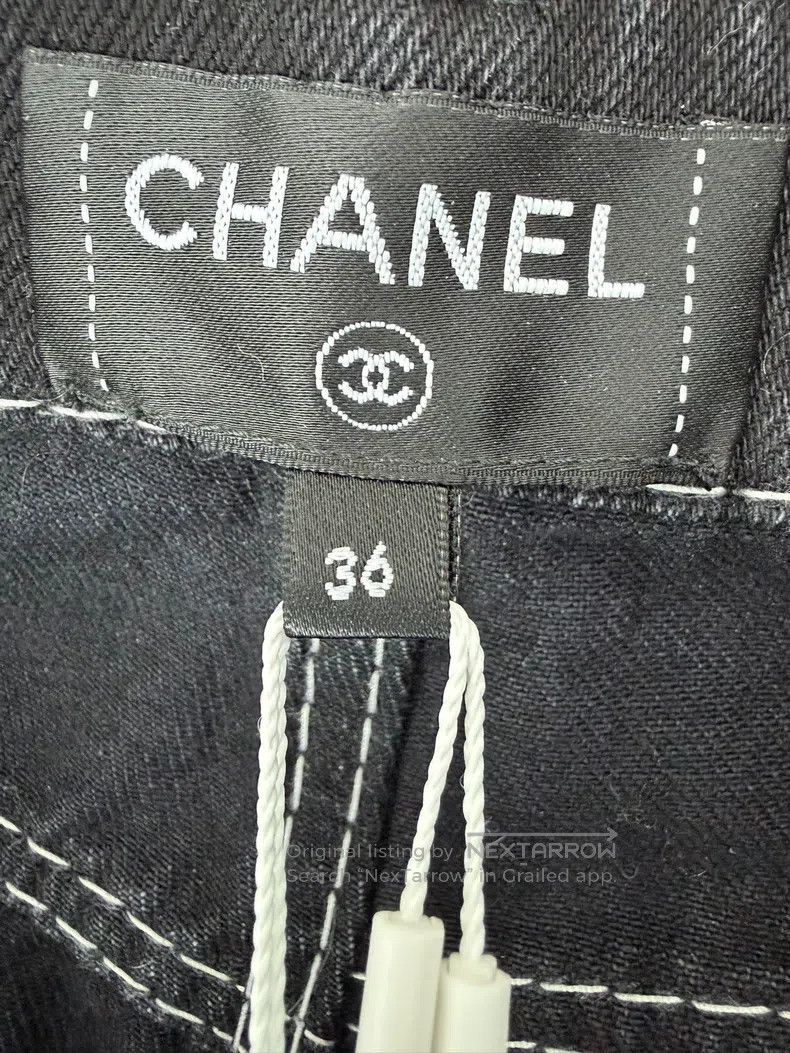 Chanel Chanel Black and white-bordered cartoon jeans Size 24" / US 00 / IT 34 - 4 Thumbnail