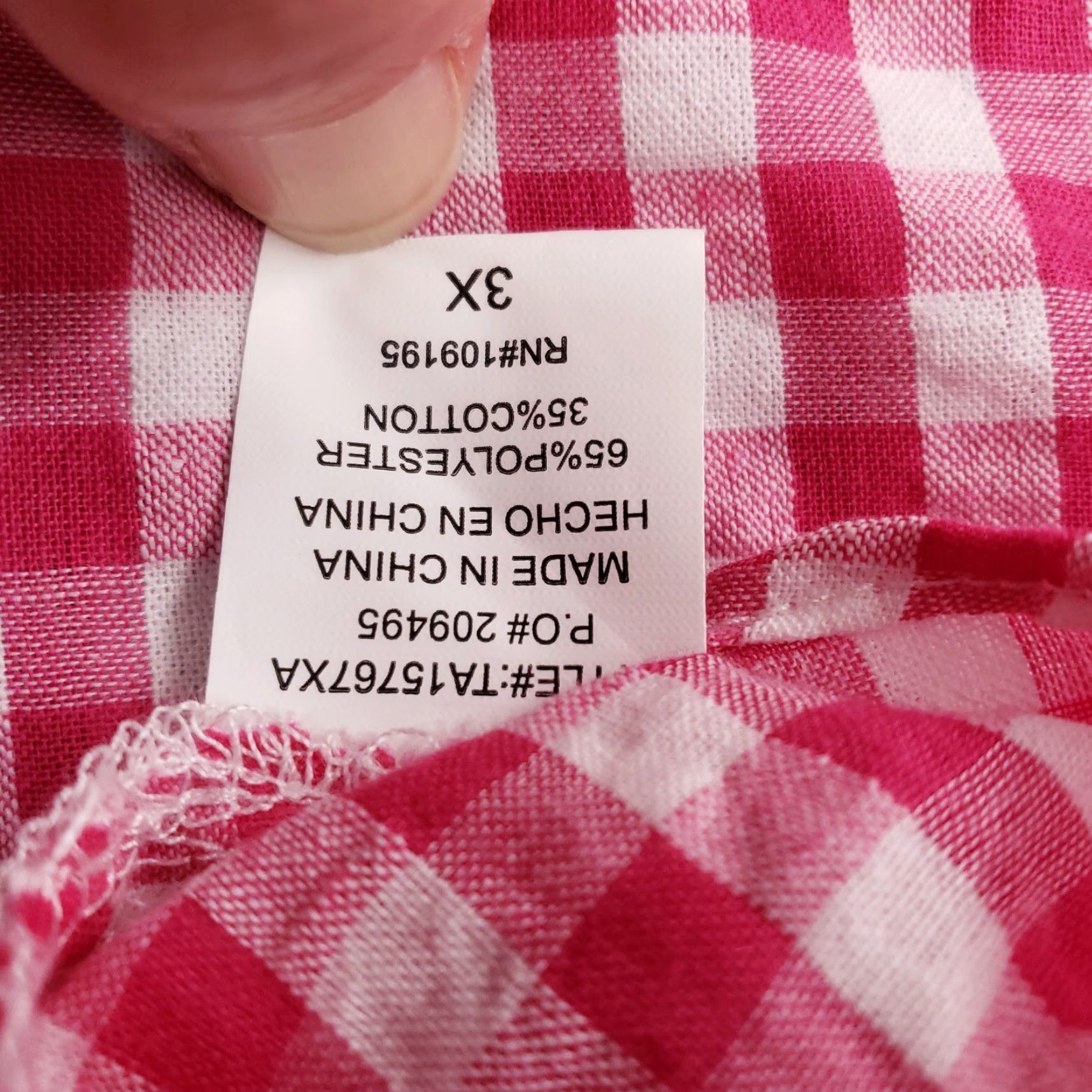 Vintage Love J Blouse Shirt Womens 3X XXXL Plus Pink Plaid Long Sleeve Shirt Blouse Size XXL / US 16-18 / IT 52-54 - 7 Thumbnail