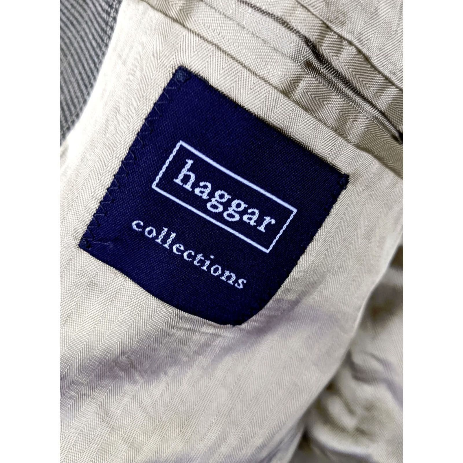 Vintage Hagger Blazer 42S Beige Windowpane Wool Blend 2 Button Single-Breasted Notch Lapel Mens Jacket Size 42R - 7 Thumbnail