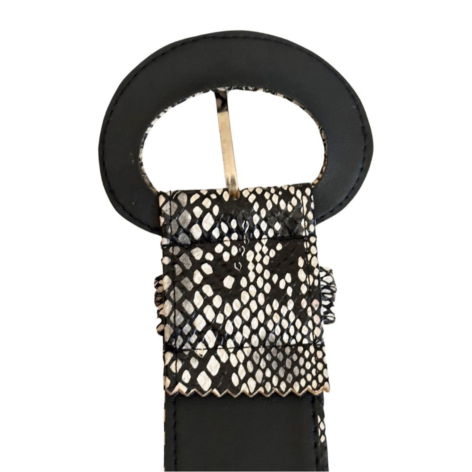 Other Vintage 80’s B&W Vegan Leather Python Print Snake Belt Size ONE SIZE - 2 Thumbnail