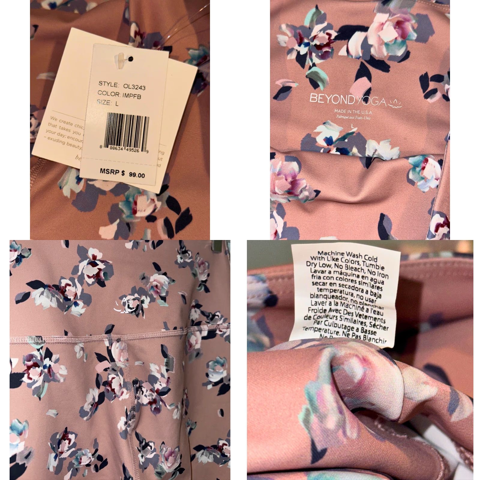 Beyond Yoga Beyond Yoga Olympus High Rise Legging Impressionist Floral Blush L Women Fitness Activewear Size 36" / US 14 / IT 50 - 9 Thumbnail