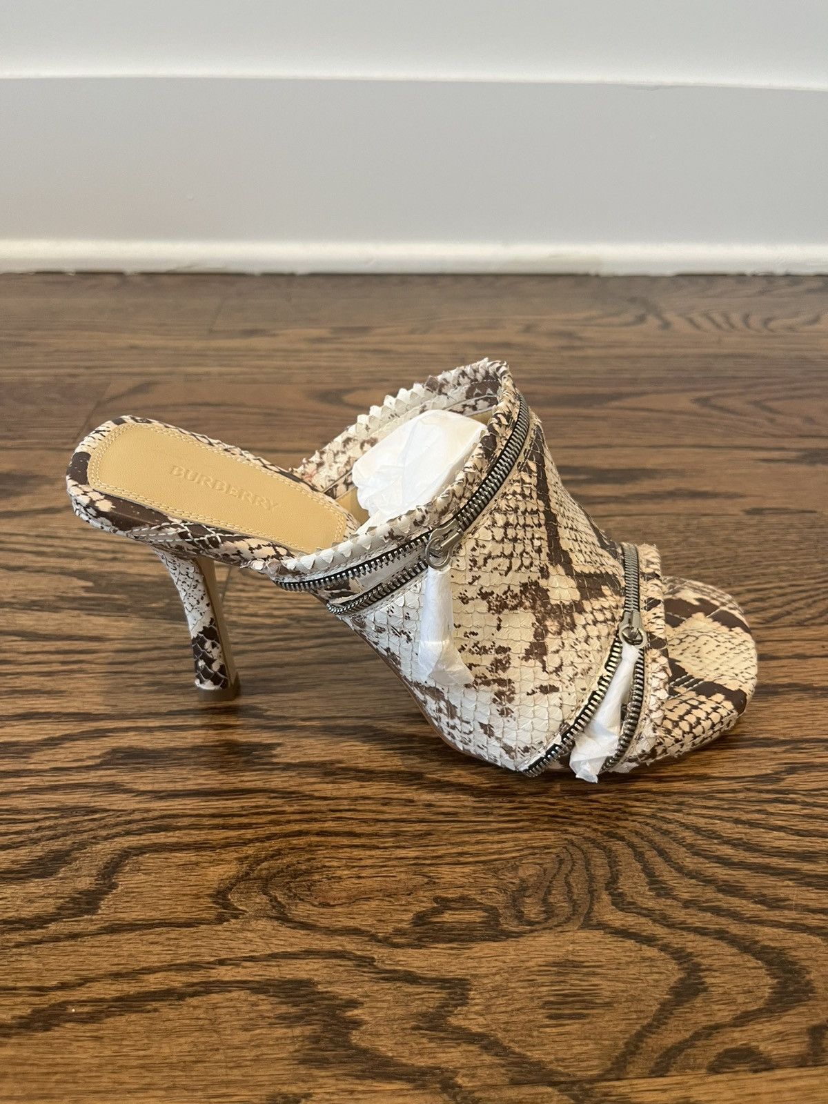 Burberry Burberry Python Print Leather Peep Sandals Size US 8 / IT 38 - 11 Thumbnail