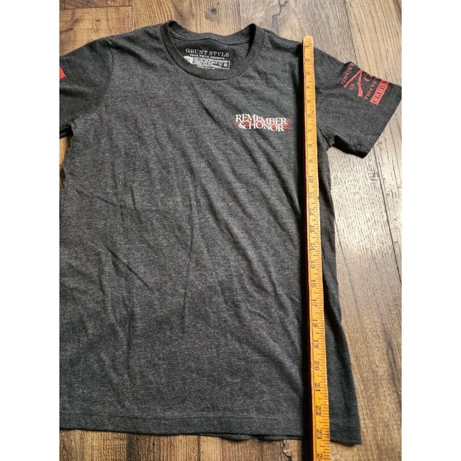 Doublet Womens Grunt Style T-Shirt Shirt M Gray Double-Sided Remember And Honor Flag Military Short Sleeve Crew Neck U.S. Patriotic Mens? Size M / US 6-8 / IT 42-44 - 3 Thumbnail