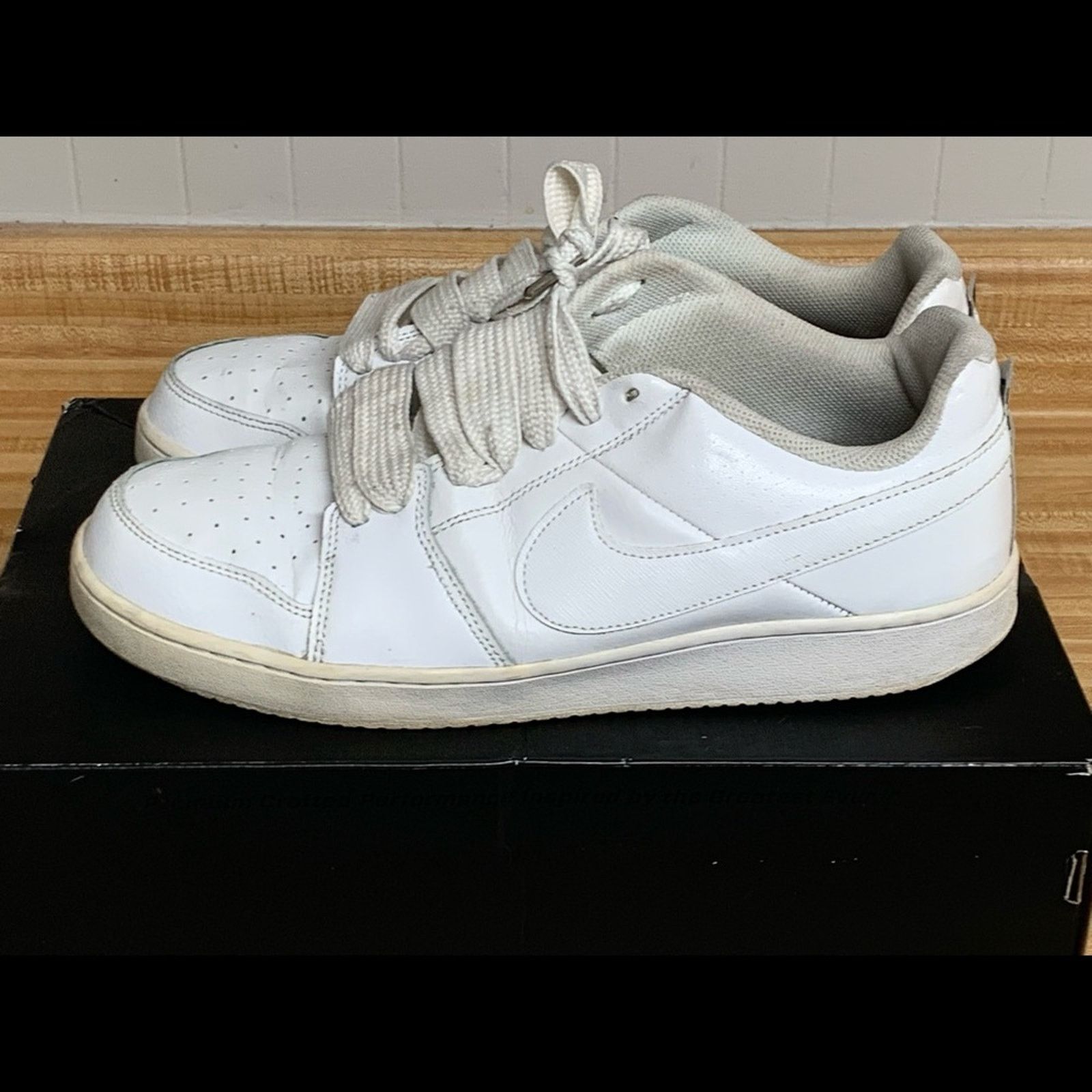 Nike CLASSIC NIKE BACKBOARD II ALL WHITE MENS SHOES SIZE 12 NICE Size US 12 / EU 45 - 1 Thumbnail