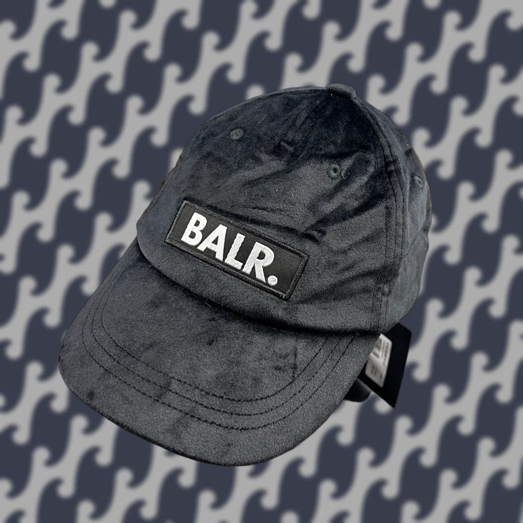 Velvet BALR. Jet Black Velvet Cap One Size Adjustable Men Baseball Cap Black Velvet Satin Polyester Cap Size ONE SIZE - 1 Thumbnail