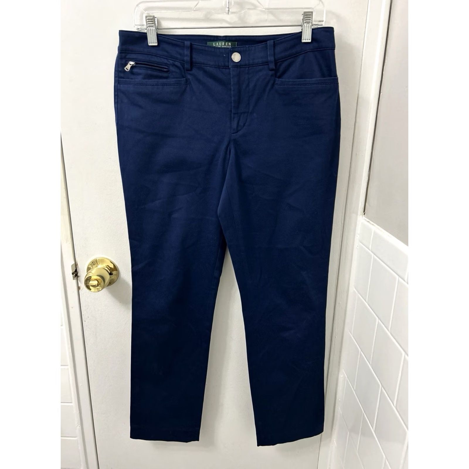 Ralph Lauren Lauren Ralph Lauren Pants Womens 6 Blue Cotton Spandex Twill Pockets Zipper Logo Straight Chino Casual Workwear Mens? Size 28" / US 6 / IT 42 - 2 Thumbnail