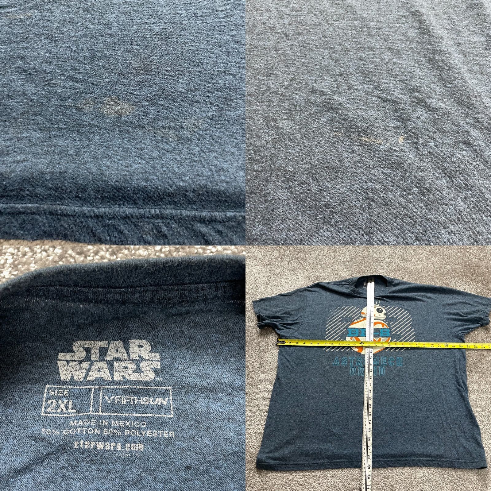 Star Wars Star Wars T-Shirt Men 2XL Blue Graphic Crew Neck Cotton Tee Shirt Star Wars Astromech Droid BB-8 Graphic Print Cartoon Classic Tv Shows Size US XXL / EU 58 / 5 - 8 Thumbnail