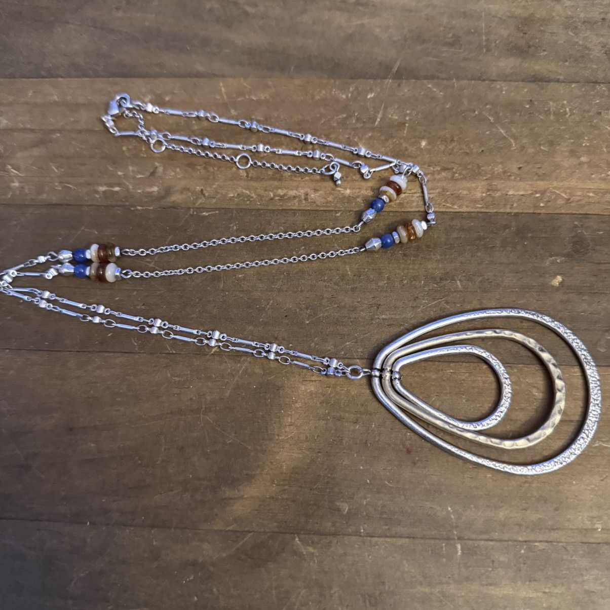 Other Long silver tone layered teardrop pendant necklace Size ONE SIZE - 2 Thumbnail