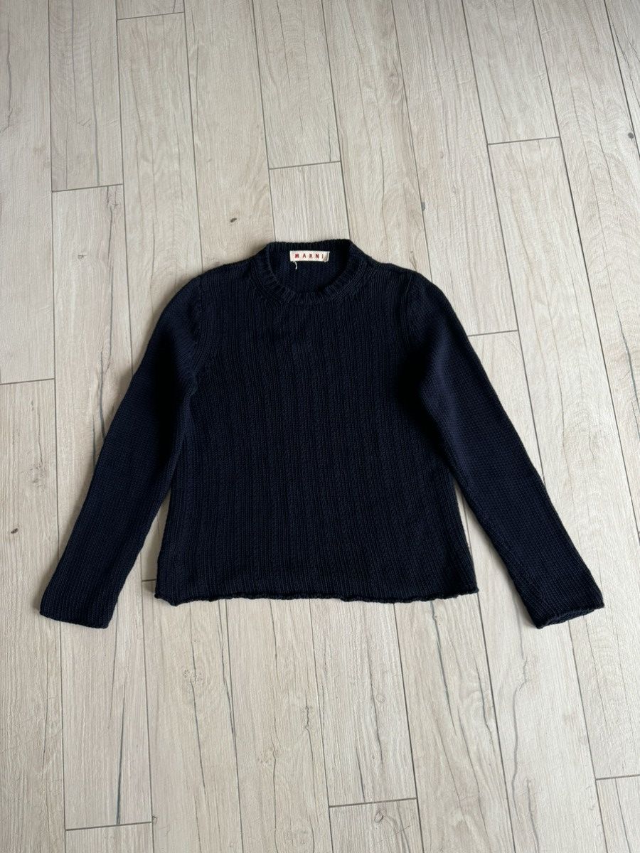 Marni Marni Dark Navy Cable Knit Wool Sweater Size US M / EU 48-50 / 2 - 1 Thumbnail