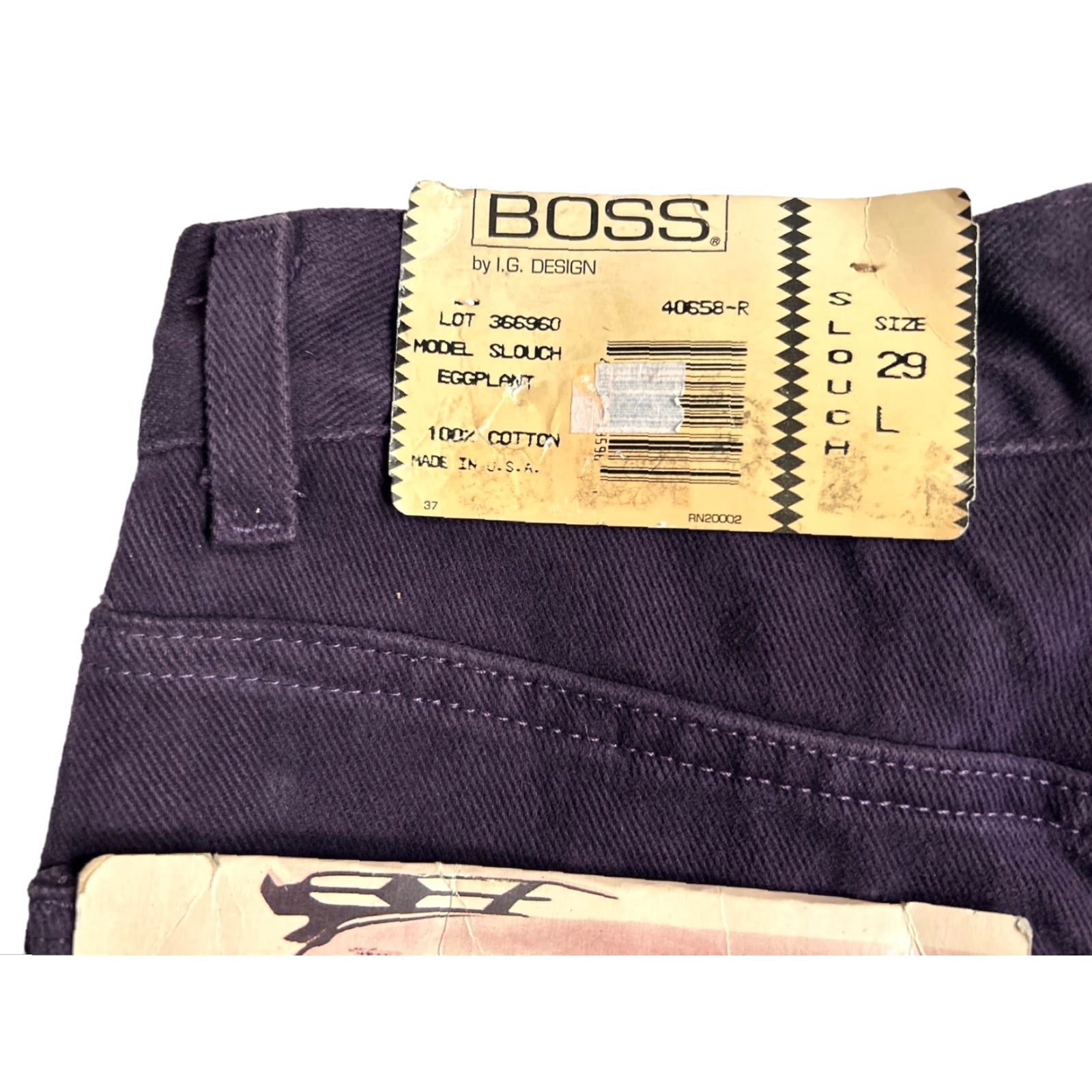 Vintage VINTAGE Boss Jeans Pants Mens Slouch 29 Inseam 34 90s Deadstock NWT USA Made Purple Slouch Straight Jeans Mens Size US 29 - 5 Thumbnail