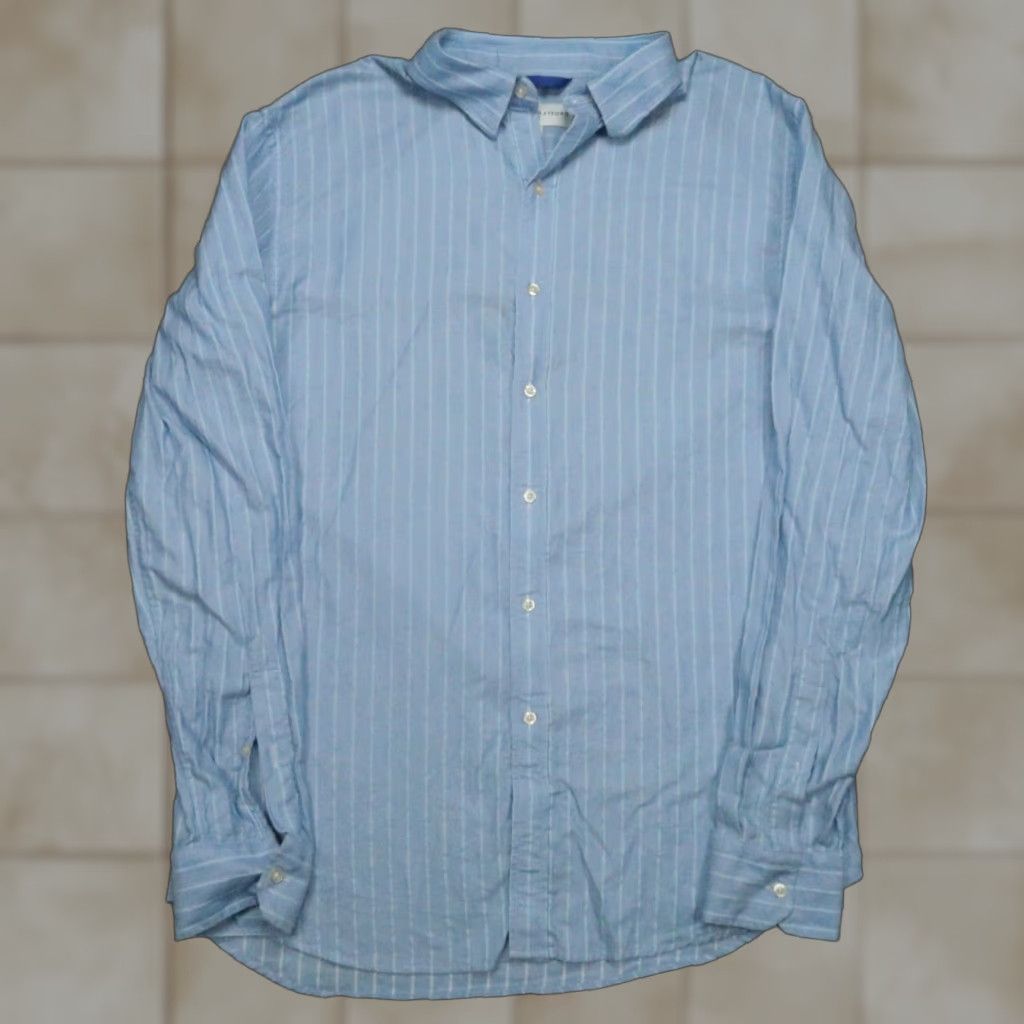 Vintage VINTAGE Teddy Stratford Shirt Mens Extra Large 5 Blue Zip Fit Two Pocket Oxford Striped Size US XL / EU 56 / 4 - 1 Thumbnail