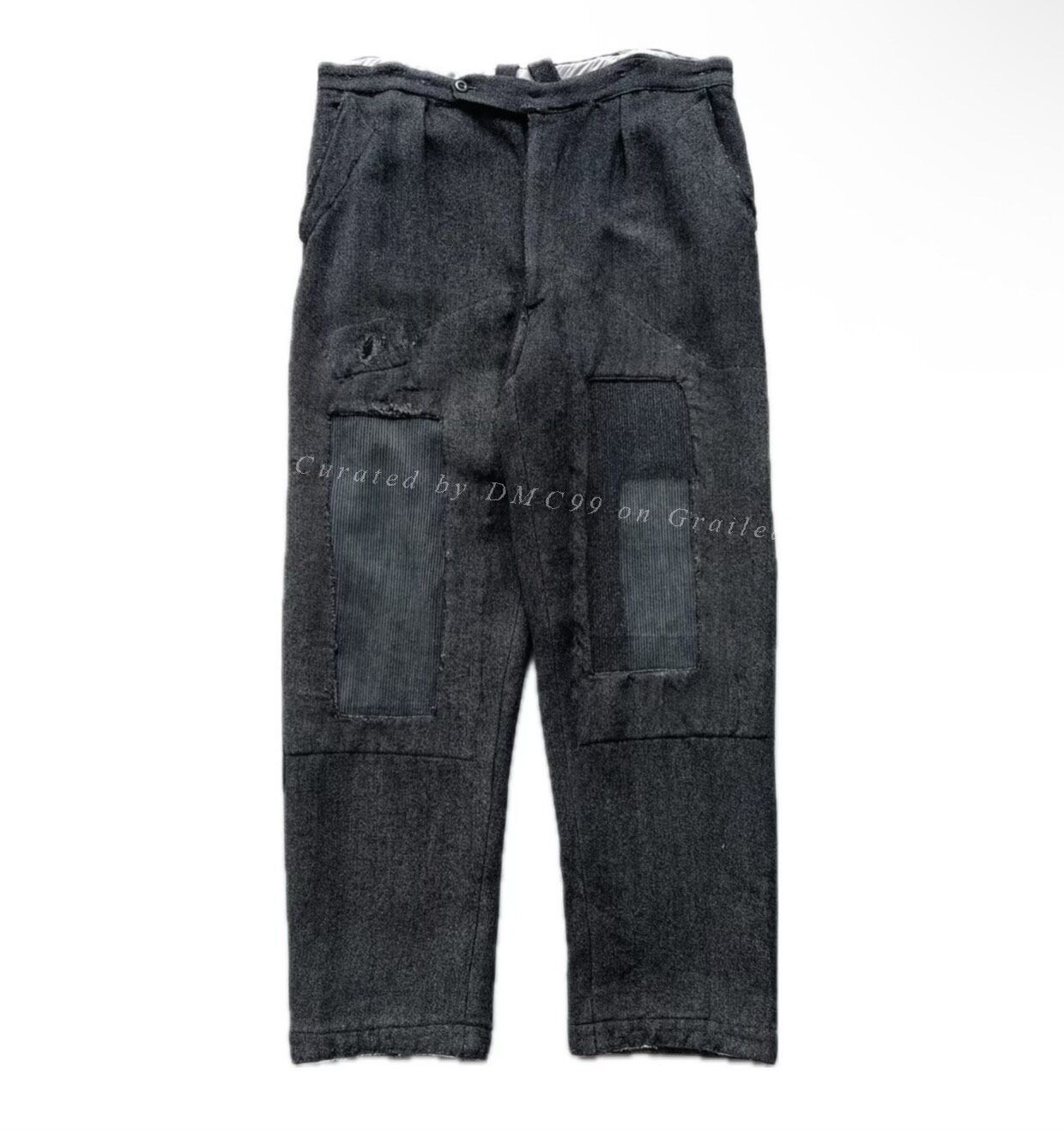 Vintage 1950s French Salt & Pepper Repaired Work Trousers Size US 34 / EU 50 - 1 Thumbnail