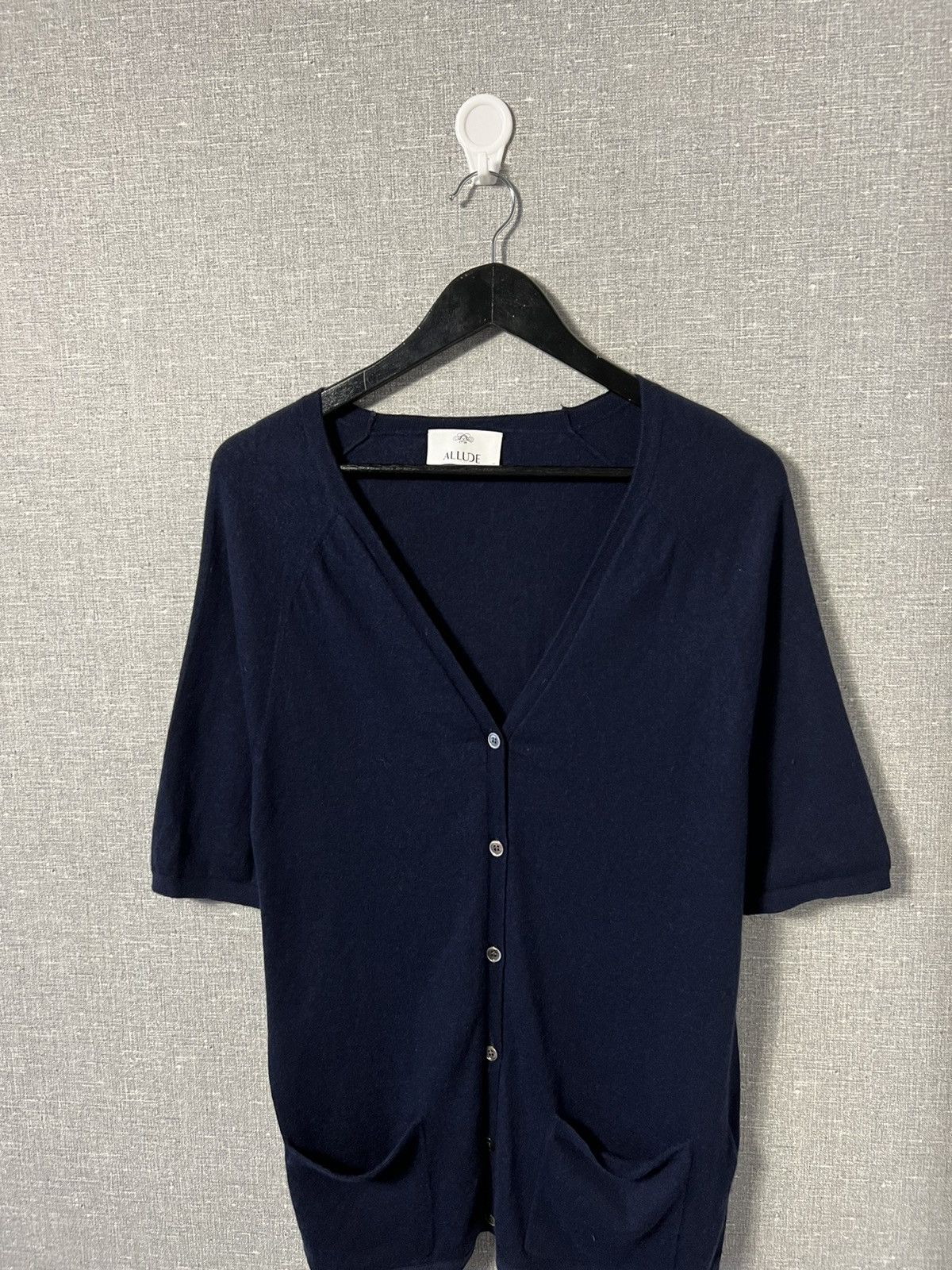 Allude Allude Cashmere Button Up Cardigan Short Sleeve Sweater Size L / US 10 / IT 46 - 2 Thumbnail