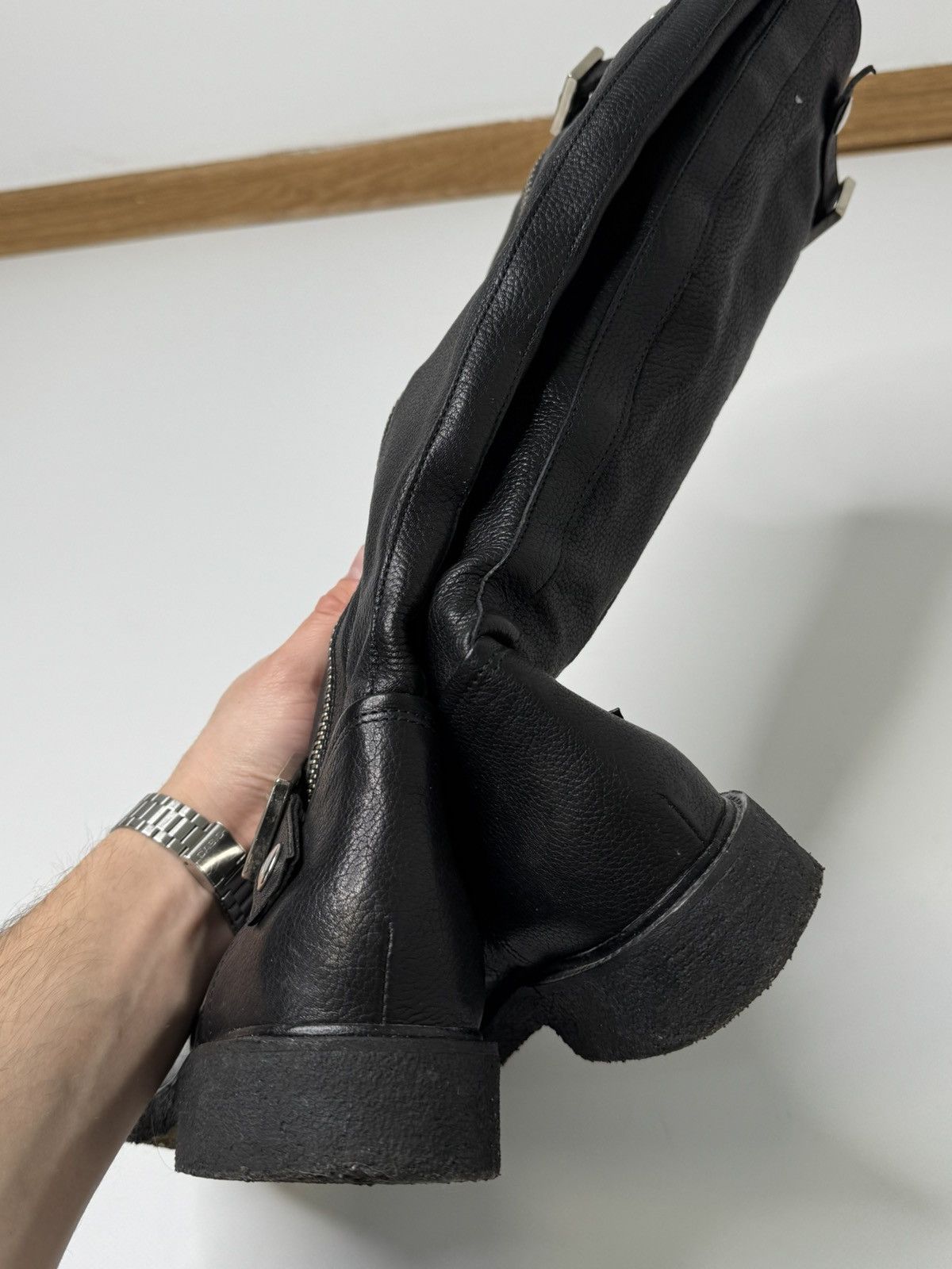 Vintage Vintage high black leather boots avant garde if6was9 poell Size US 7 / EU 40 - 4 Thumbnail