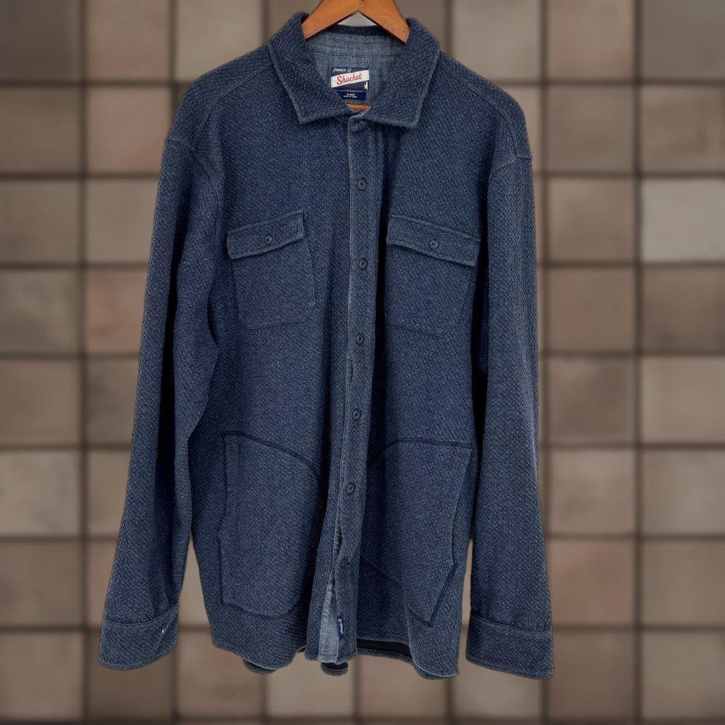 johnnie-O johnnie-O Ruettiger Knit Shacket Indigo XL Button-Up Shirt Jacket Mens Size US XL / EU 56 / 4 - 1 Thumbnail