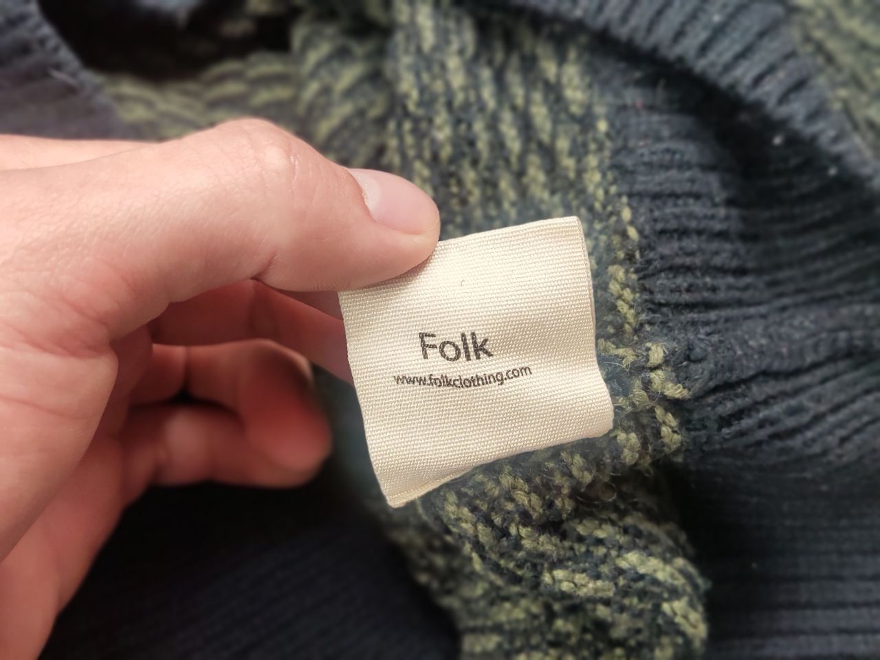 Folk Folk Design Dark Green Black Blend Knit Sweater Vintage Size US S / EU 44-46 / 1 - 14 Thumbnail