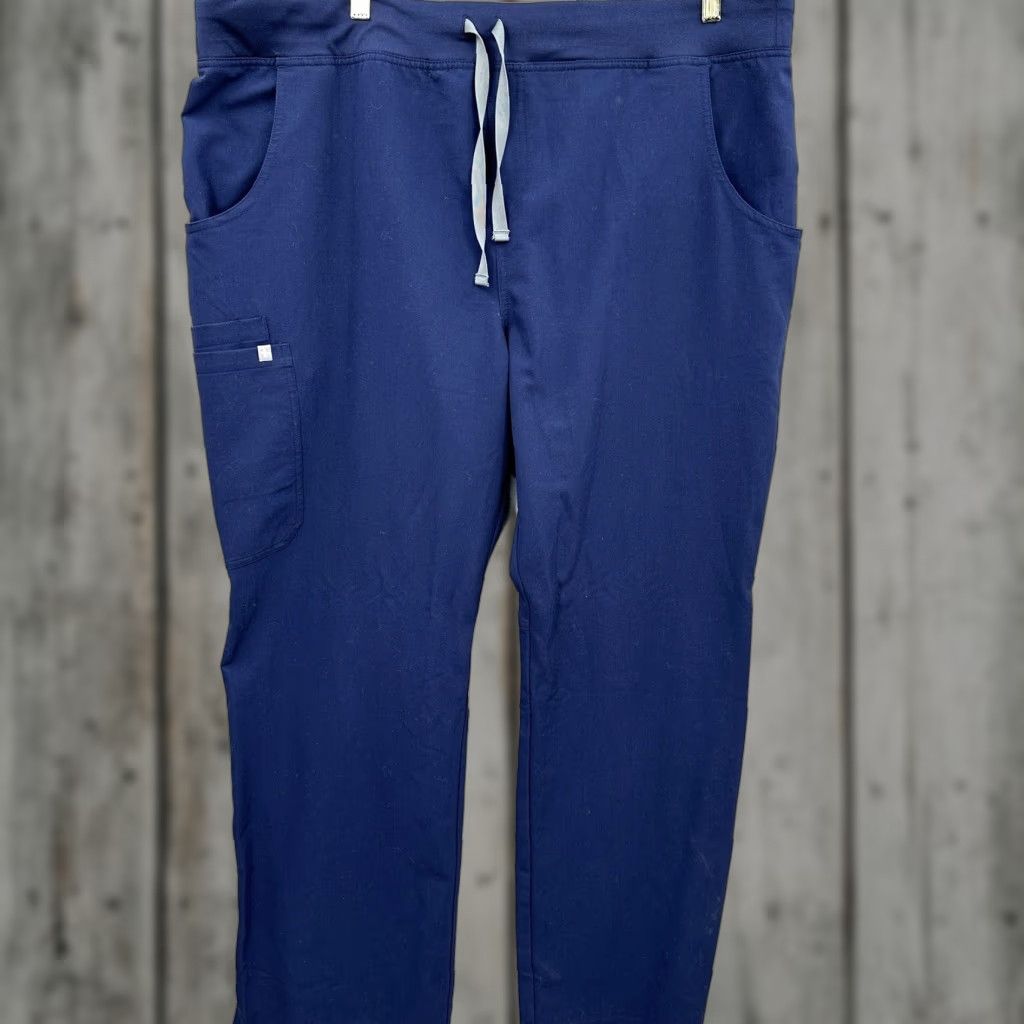 Vintage FIGS Kade Pants Womens 2XL Blue Cargo Elastic Waist Nurse Scrubs Size 40" / US 18 - 1 Thumbnail