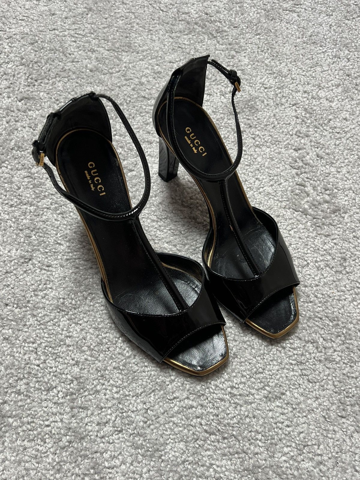 Gucci Gucci 110mm T-Strap Patent Leather Heels Size 38 Size US 7 / IT 37 - 1 Thumbnail
