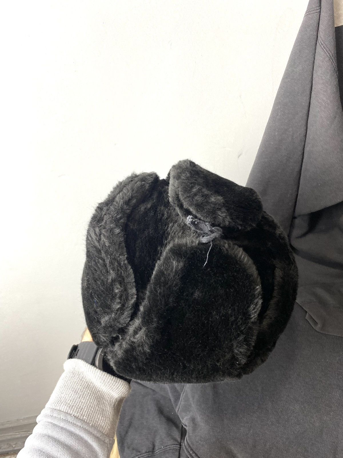 Vintage Vintage Soviet Era Black Fur Ushanka Trapper Hat Winter Cap Size ONE SIZE - 12 Thumbnail