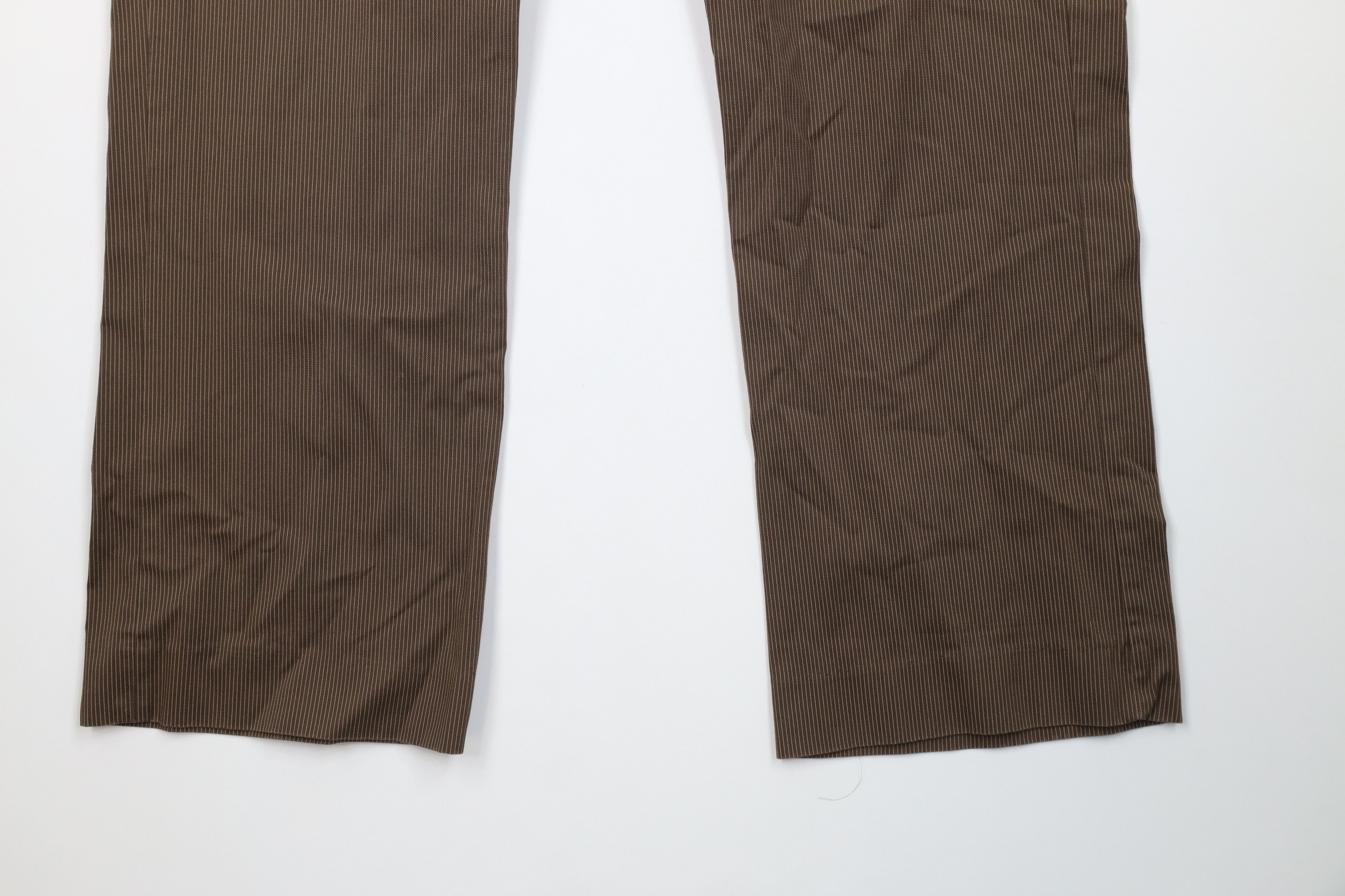 Gap Vintage Y2K Gap Pinstriped Flare Wide Leg Chino Pants Brown Size US 38 / EU 54 - 4 Thumbnail
