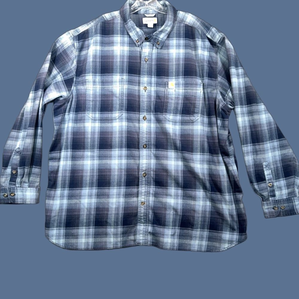 Carhartt Carhartt Button Down Flannel Plaid Shirt Mens Relaxed Fit Long Sleeve 3XL Blue Size US XXL / EU 58 / 5 - 1 Thumbnail