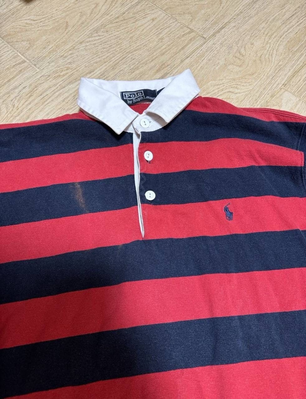 Polo Ralph Lauren × Vintage Vintage Polo Ralph Lauren Distressed Rugby Sweatshirt Size US L / EU 52-54 / 3 - 4 Thumbnail
